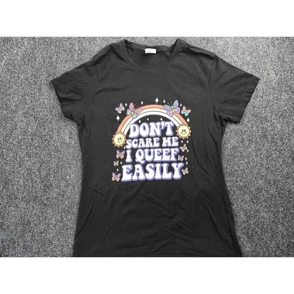 Funny Novelty Graphic T-Shirt Black Short Sleeve Humor Joke Tee Mens M